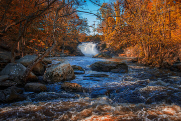waterfall in autumn forest