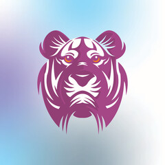great tiger face logo, closeup of king of the jungle head vectof illustrations