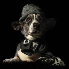 Pies rasy corgi cardigan na czarnym tle wyizolowany © Michal45