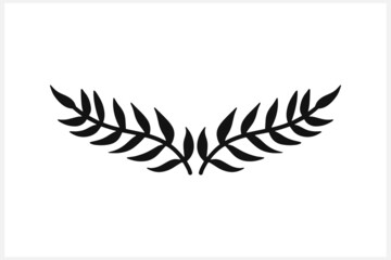 Wreath icon isolated. Stencil eco clip art. Branch with leaf. Frame, border. Vector stock illustration. EPS 10
