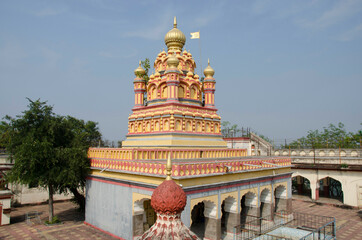 Fototapeta premium Colorful Devdeveshwar temple, Parvati Hill, Pune, Maharashtra, India