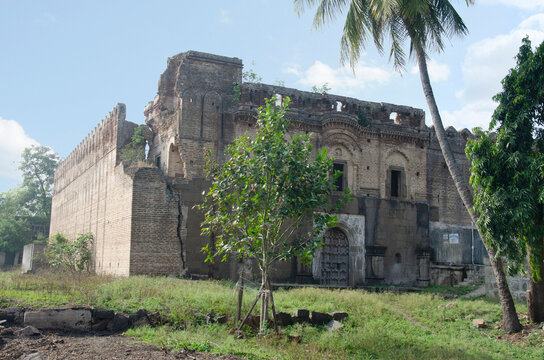 Ruins of the Holkar Wada or fort, the birthplace of King Yashwant Rao Holkar, located at Wafgaon, near Pune, Maharashtra, India