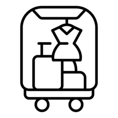 Woman luggage trolley icon outline vector. Suitcase cart. Carry holiday