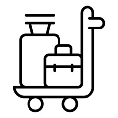 Airport trolley icon outline vector. Suitcase baggage. Travel cart
