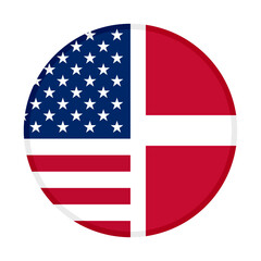 round icon with usa and denmark flags. vector illustration isolated on white background