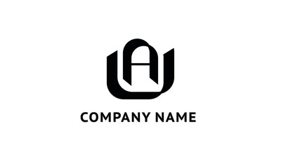 Initial letter UA or AU abstract monogram vector logo template