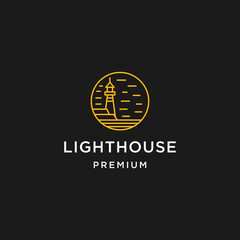light house harbor line outline monoline logo design