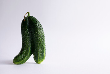 Ugly cucumber on a white background. Funny, unnormal vegetable or food waste concept. Image with...