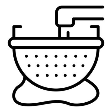 black colander with water pouring clip art preview