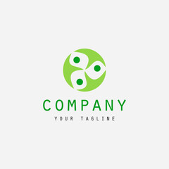 three seed illustration logo design. three green leaf illustration logo design