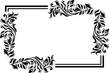 simple vector tribal design floral element with for frame background in black and white colors. Decorative magic frame with leaf, ornate elements in doodle style. Floral, ornate, decorative.