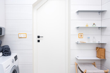 Minimalist white cozy, fresh and clean modern bathroom
