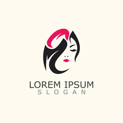 Vector of beautiful woman face logo, women icon on white background