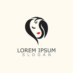 Vector of beautiful woman face logo, women icon on white background