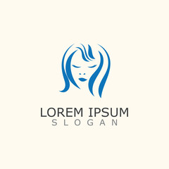 Vector of beautiful woman face logo, women icon on white background