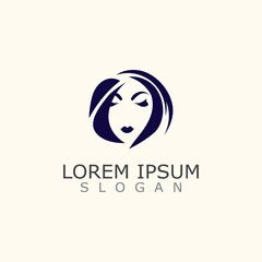 Vector of beautiful woman face logo, women icon on white background