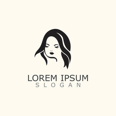 Vector of beautiful woman face logo, women icon on white background