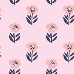 Wall murals Floral pattern Seamless childish pattern with cartoon flowers. Creative kids texture for fabric, wrapping, textile, wallpaper, apparel. Vector illustration