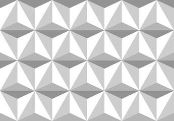 Seamless geometric background. Volumetric triangles in light colors.