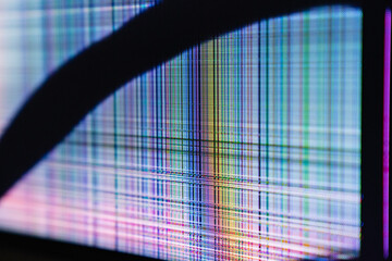 Fototapeta premium Broken LCD TV monitor. repair of broken equipment.