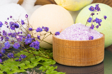 set for relaxing baths with foam and salt