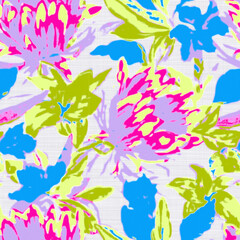 Collage contemporary colorful floral and line, linear shapes seamless pattern set. Modern exotic design for paper, cover, fabric, interior decor and other users.linen texture Background