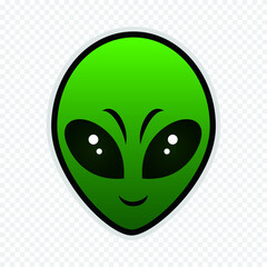 Alien face isolated on transparent background, vector illustration