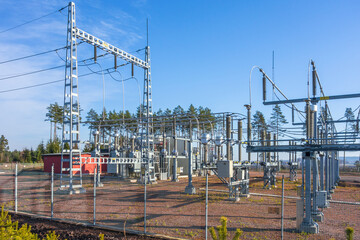Electrical substation with a electric pylon