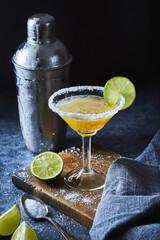 Bartender making margarita cocktail.