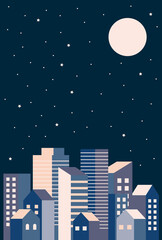 背景素材_シンプルなビル街_夜