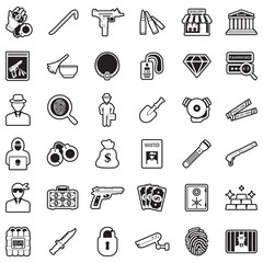 Robbery Icons. Line With Fill Design. Vector Illustration.