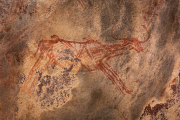 Bhimbetka Rock Shelters, Raisen, Madhya Pradesh, India. Declared a UNESCO World Heritage site in 2003, the shelters contain ancient rock art from the Upper Paleolithic to Medieval times.