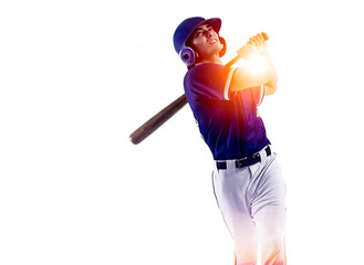Baseball player hitter in action and concepts - obrazy, fototapety, plakaty