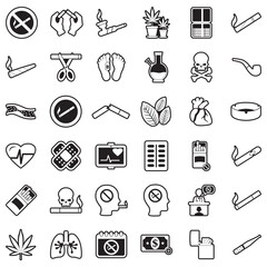 Smoking Icons. Line With Fill Design. Vector Illustration.