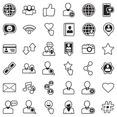 Social Media Icons. Line With Fill Design. Vector Illustration.