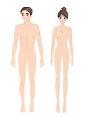 Fototapeta premium Figures of a man and a girl in a flat style on a white background