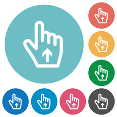 Hand cursor up outline flat round icons