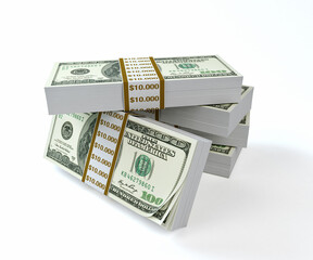 Big Pile of One Hundred Dollar Bills with Clipping Path