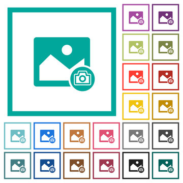 Image photo flat color icons with quadrant frames