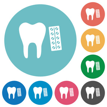 Dental medicine flat round icons