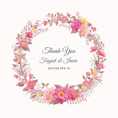 Beautiful Rose Flower and botanical leaf digital painted illustration for love wedding valentines day or arrangement invitation design greeting card