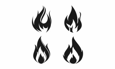 Black fire set illustration vector design