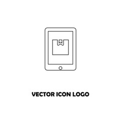 Phone in box vector icon logo illustration