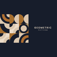 Geometrical element style constructed pattern templates design with text and Abstract vector with Colored geometric shapes, dark brown, cream, black used in poster art, vector, illustration