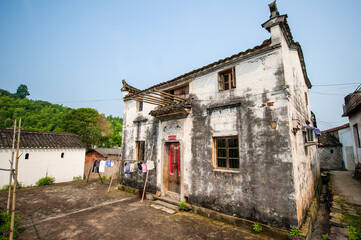 Li Keng, Wuyuan County, Shangrao City, Jiangxi Province, China - June 16, 2012. Ancient villages with Chinese Hui style and many unrecognizable visitors.