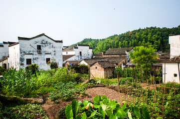 Li Keng, Wuyuan County, Shangrao City, Jiangxi Province, China - June 16, 2012. Ancient villages with Chinese Hui style and many unrecognizable visitors.