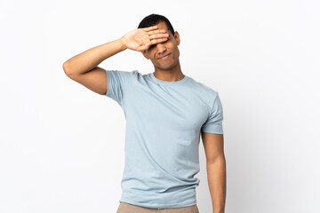 Fototapeta premium African American man over isolated white background with tired and sick expression