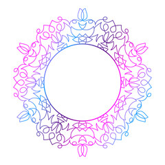 Circle frame in form of mandala. Pattern for Henna Mehndi or tattoo decoration. Decorative ornament in ethnic oriental style, vector illustration.	