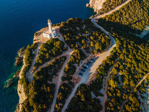 aerial view of lefkada lighthouse travel landmark