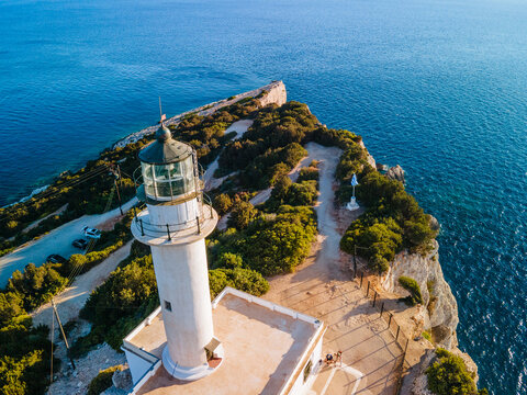 aerial view of lefkada lighthouse travel landmark